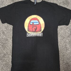 Black Graphic Tee with Red and Blue Design